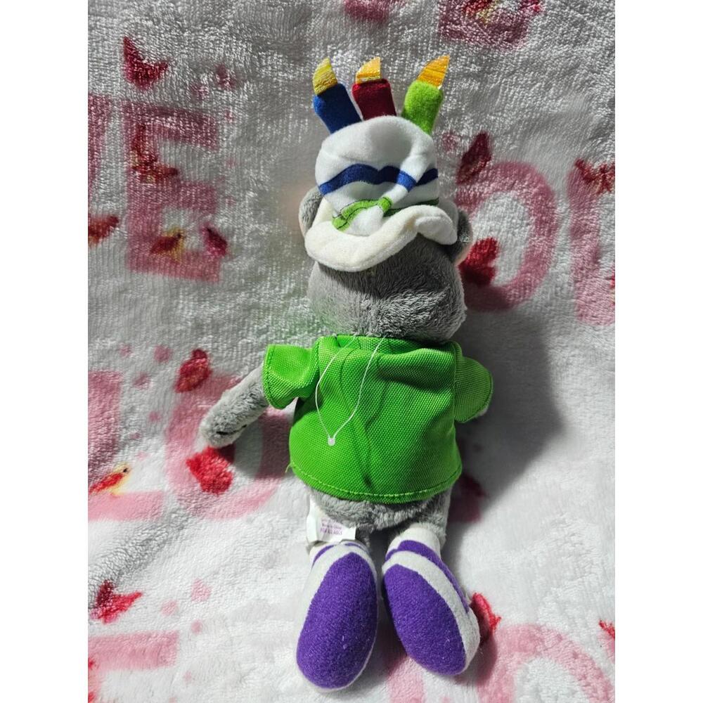 2008 Chuck E Cheese My Birthday Plush Toy Bean Bag Multicolor Cake Hat 11" Pizza - Picture 12 of 15